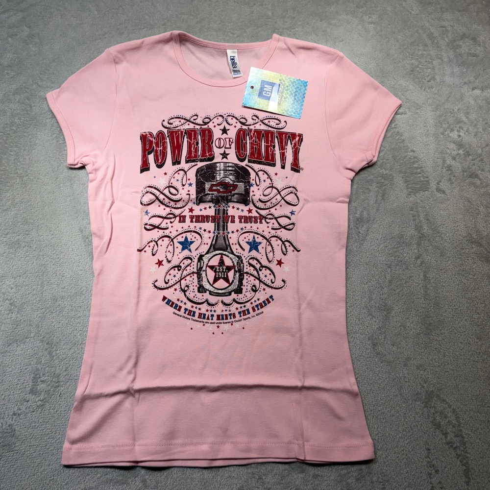 Vintage‎ 2008 Chevy Power of Chevy Pink Cotton Graphic Tee Size Medium Y2K GM